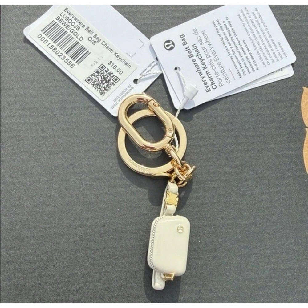 Lululemon Everywhere Belt Bag Charm‎ Keychain Beech White/Gold NWT - Picture 3 of 3